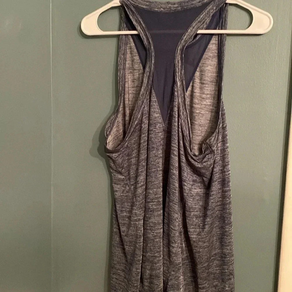 Athleta tank -L- blue and white - mesh on front and back - Picture 5 of 7